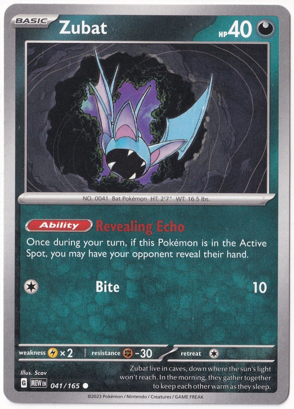Scarlet & Violet 151Zubat #41 - Pokemon Scarlet & Violet 151 - Pokemon Kartı (Mint)