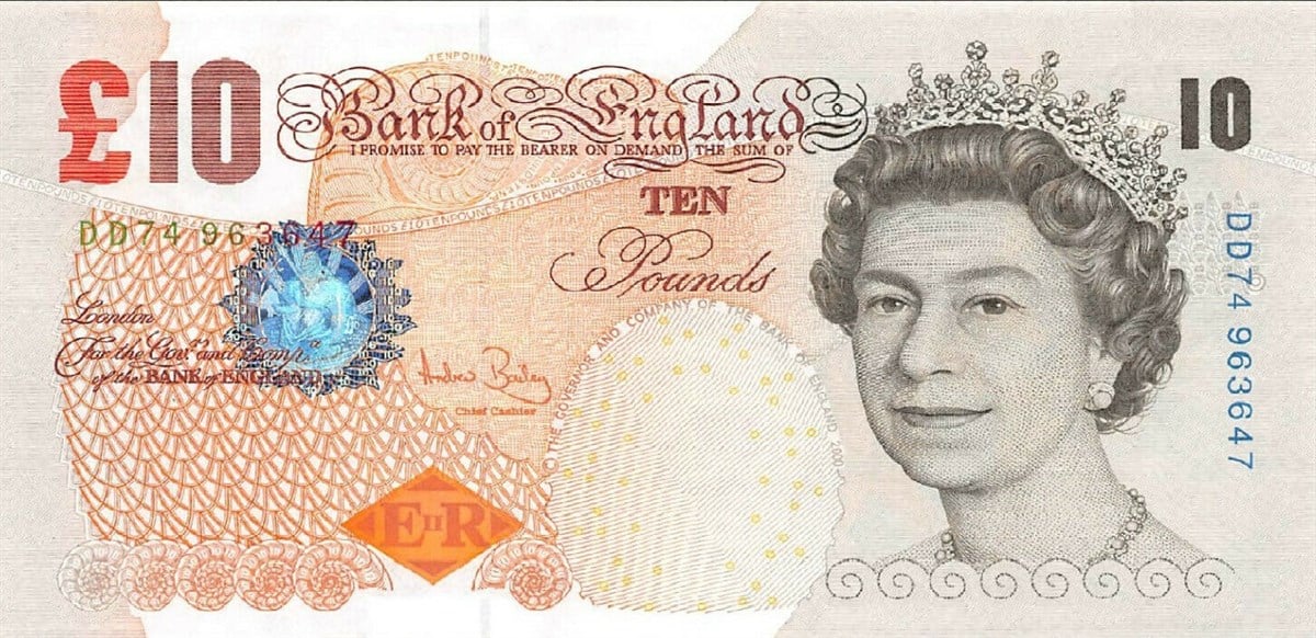Sertifikalı Ürünlerİngiltere (Great Britain), 10 Pound (2004) P#389 ÇİL Eski Kağıt Para
