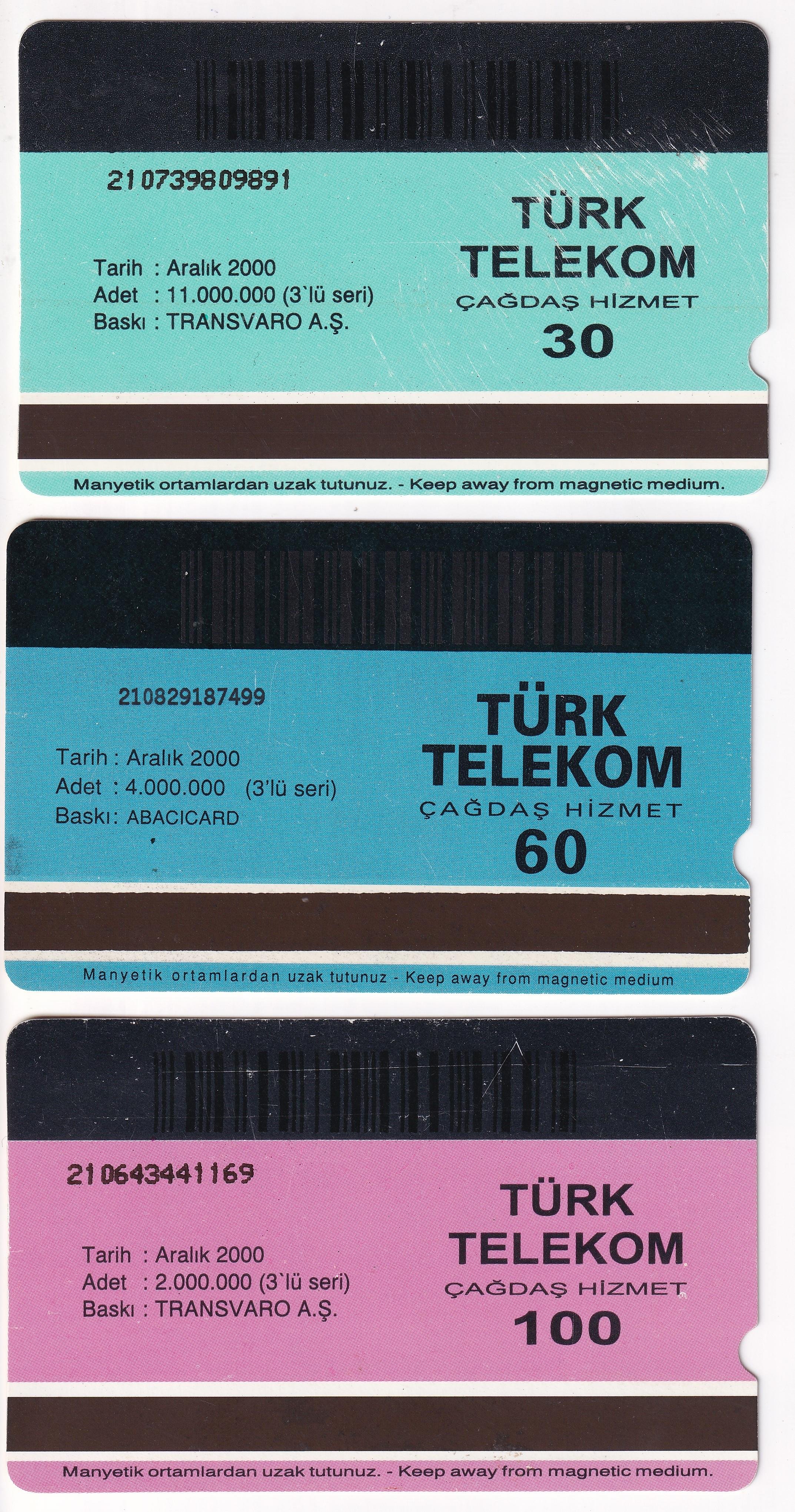 Telefon KartlarıGeçmişten Günümüze Telefon Makinaları - 3 Telefon Kartı Koleksiyonu 2000 (Takım)