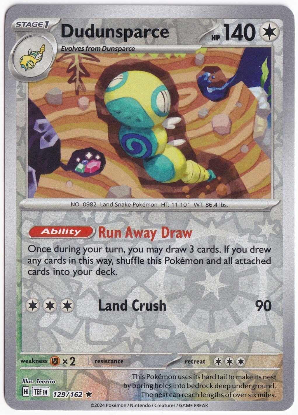 Temporal ForcesDudunsparce [Reverse Holo] 129/162 - Temporal Forces - Pokemon Kartı (Mint)