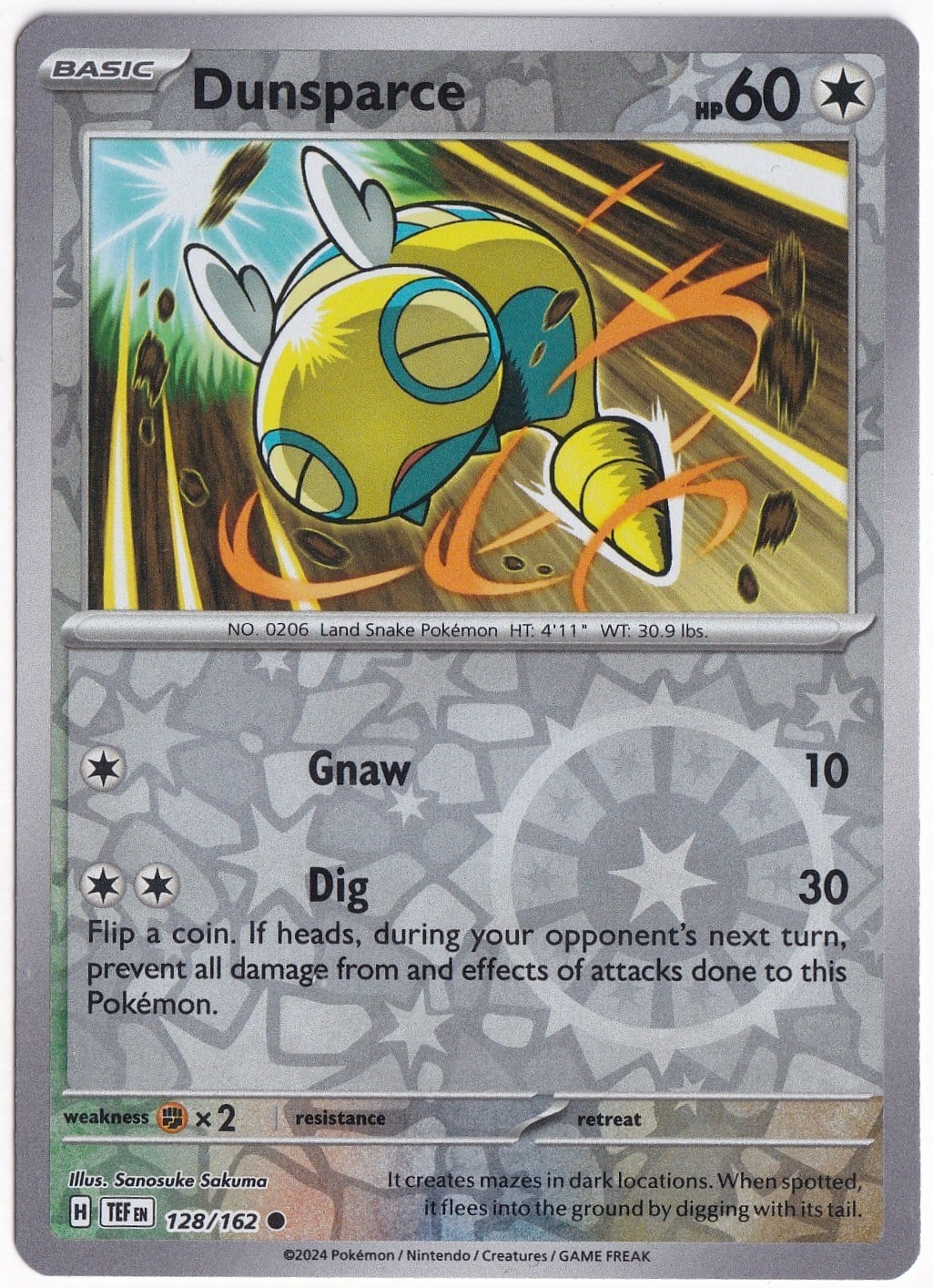 Temporal ForcesDunsparce [Reverse Holo] 128/162 - Temporal Forces - Pokemon Kartı (Mint)