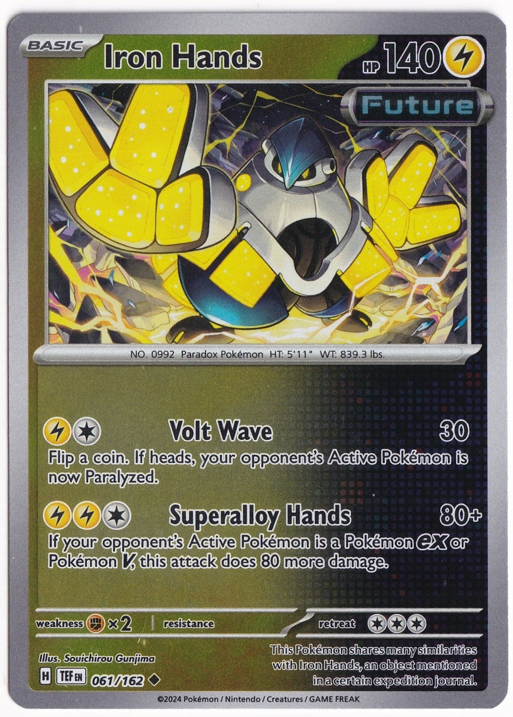 Temporal ForcesIron Hands [Reverse Holo] 061/162 - Temporal Forces - Pokemon Kartı (Mint)