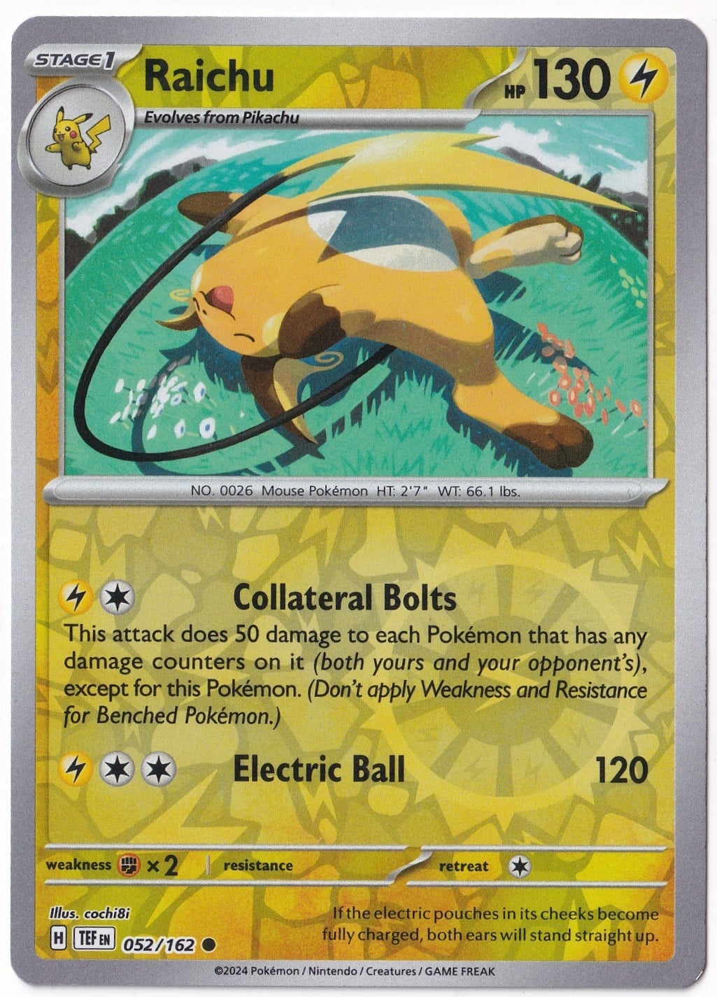 Temporal ForcesRaichu [Reverse Holo] 052/162 - Temporal Forces - Pokemon Kartı (Mint)
