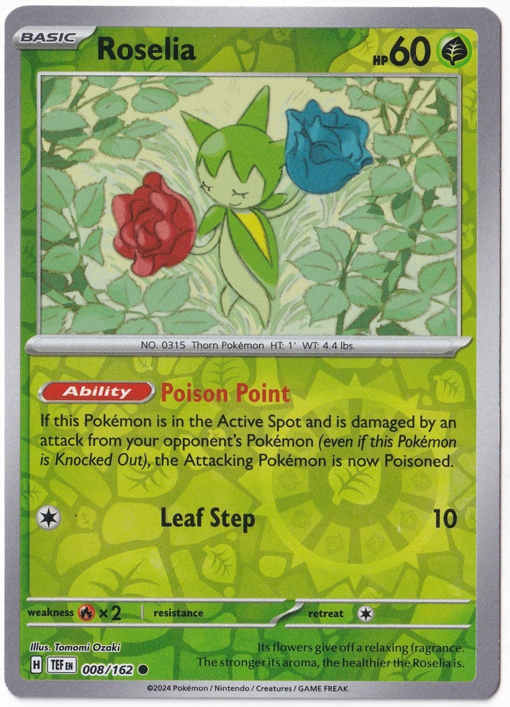 Temporal ForcesRoselia [Reverse Holo] 008/162 - Temporal Forces - Pokemon Kartı (Mint)