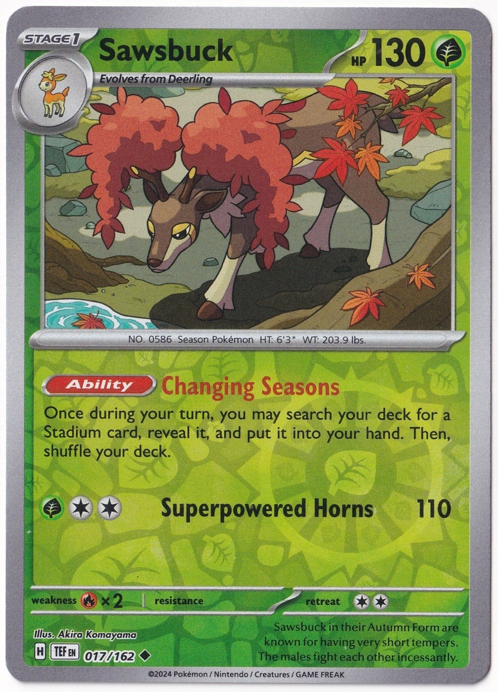 Temporal ForcesSawsbuck [Reverse Holo] 017/162 - Temporal Forces - Pokemon Kartı (Mint)