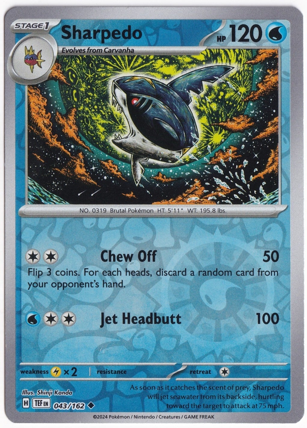 Temporal ForcesSharpedo [Reverse Holo] 043/162 - Temporal Forces - Pokemon Kartı (Mint)