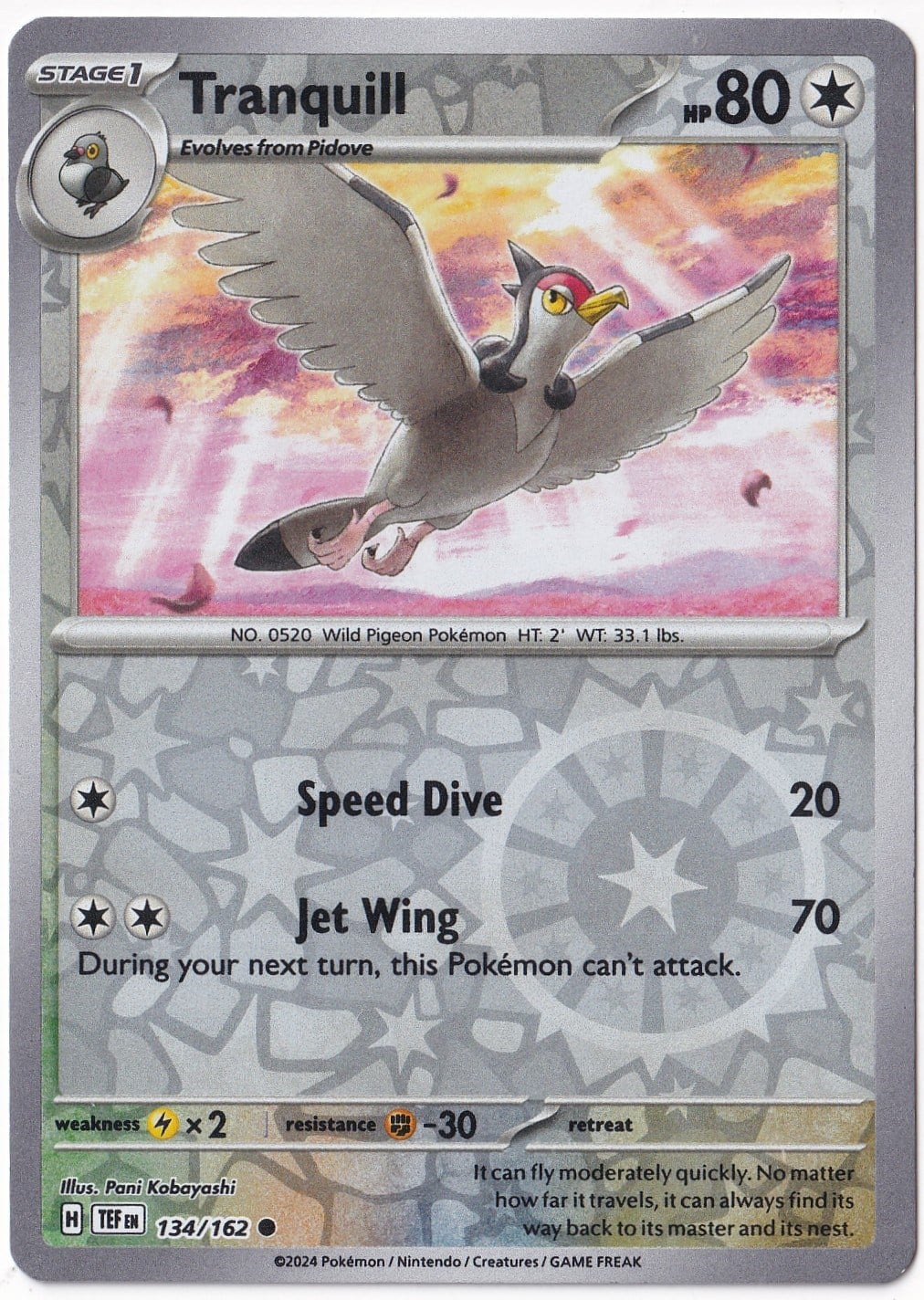 Temporal ForcesTranquill [Reverse Holo] 134/162 - Temporal Forces - Pokemon Kartı (Mint)