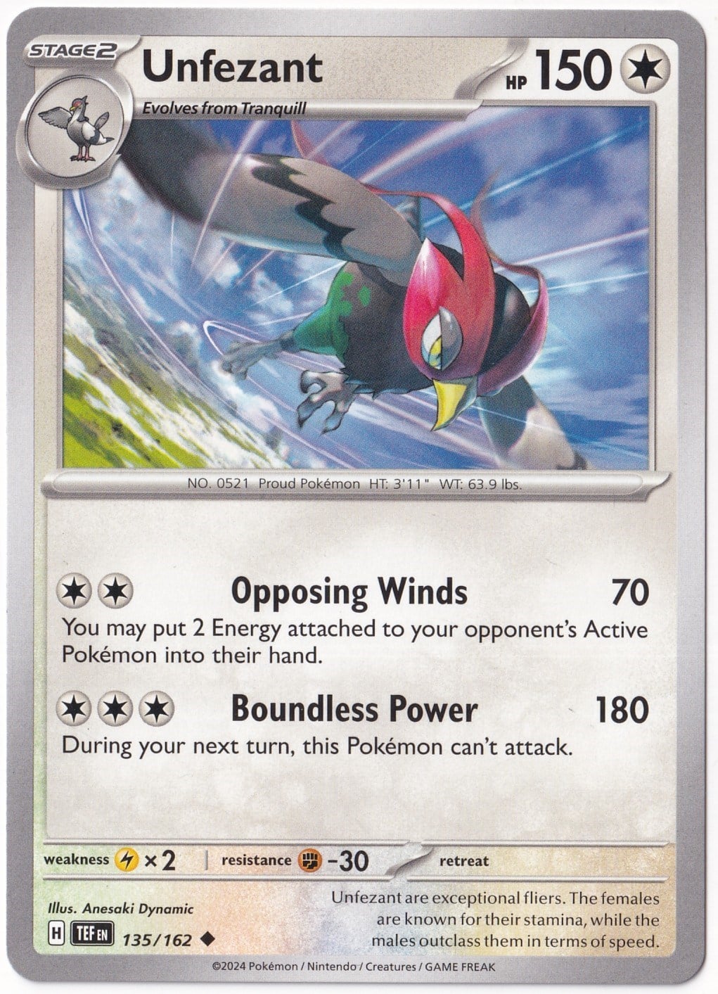 Temporal ForcesUnfezant 135/162 - Temporal Forces - Pokemon Kartı (Mint)