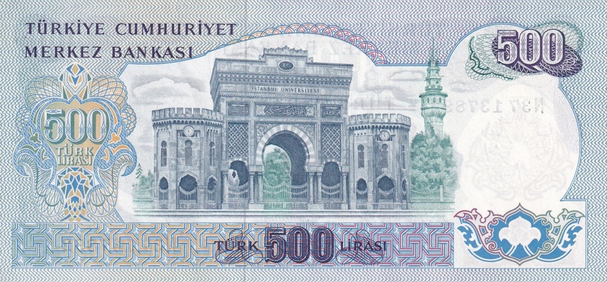 Türkiye Cumhuriyeti Kağıt Paraları6.Emisyon 2.Tertip 500 Türk Lirası ÇİL