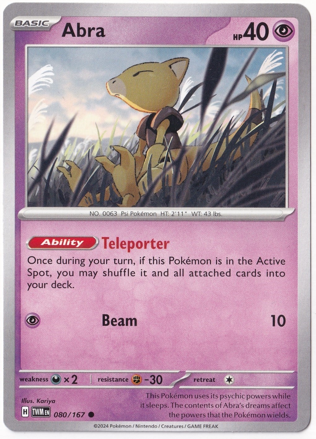 Twilight MasqueradeAbra 080/167 - Twilight Masquerade - Pokemon Kartı (Mint)