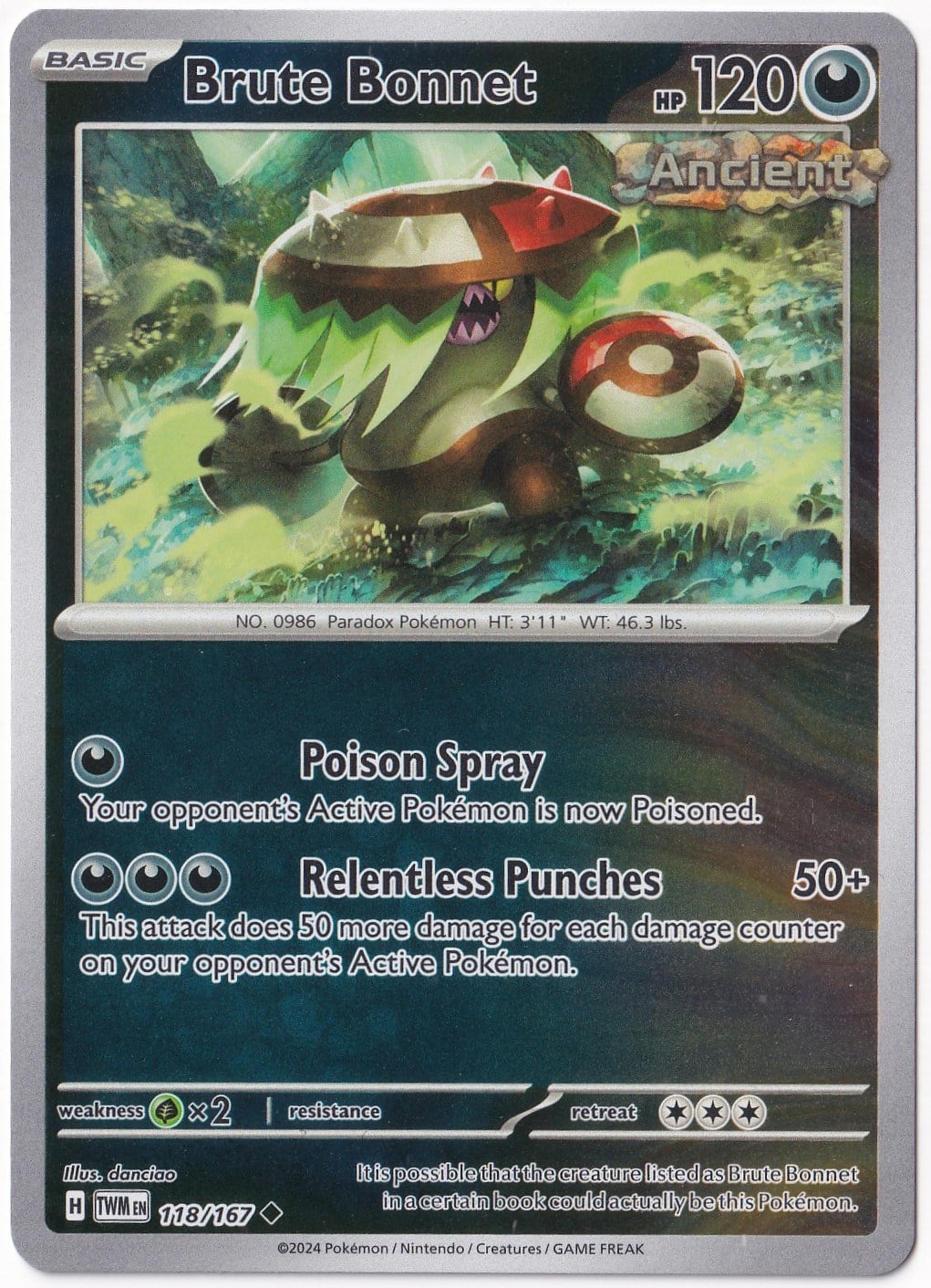 Twilight MasqueradeBrute Bonnet [Reverse Holo] 118/167 - Twilight Masquerade - Pokemon Kartı (Mint)