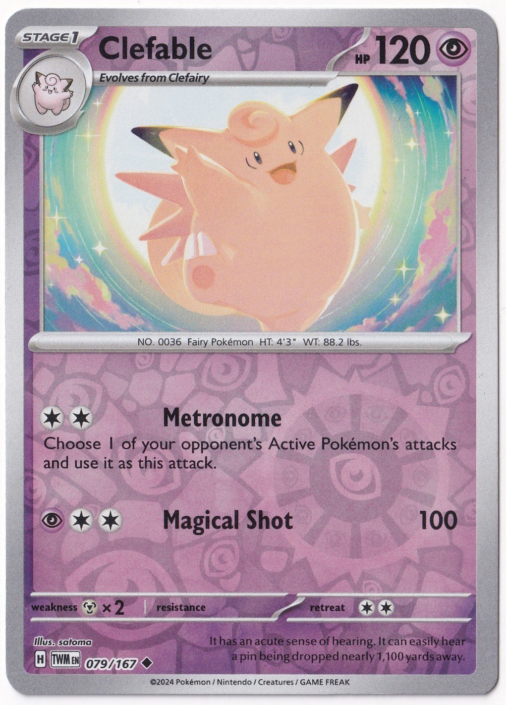 Twilight MasqueradeClefable [Reverse Holo] 079/167 - Twilight Masquerade - Pokemon Kartı (Mint)