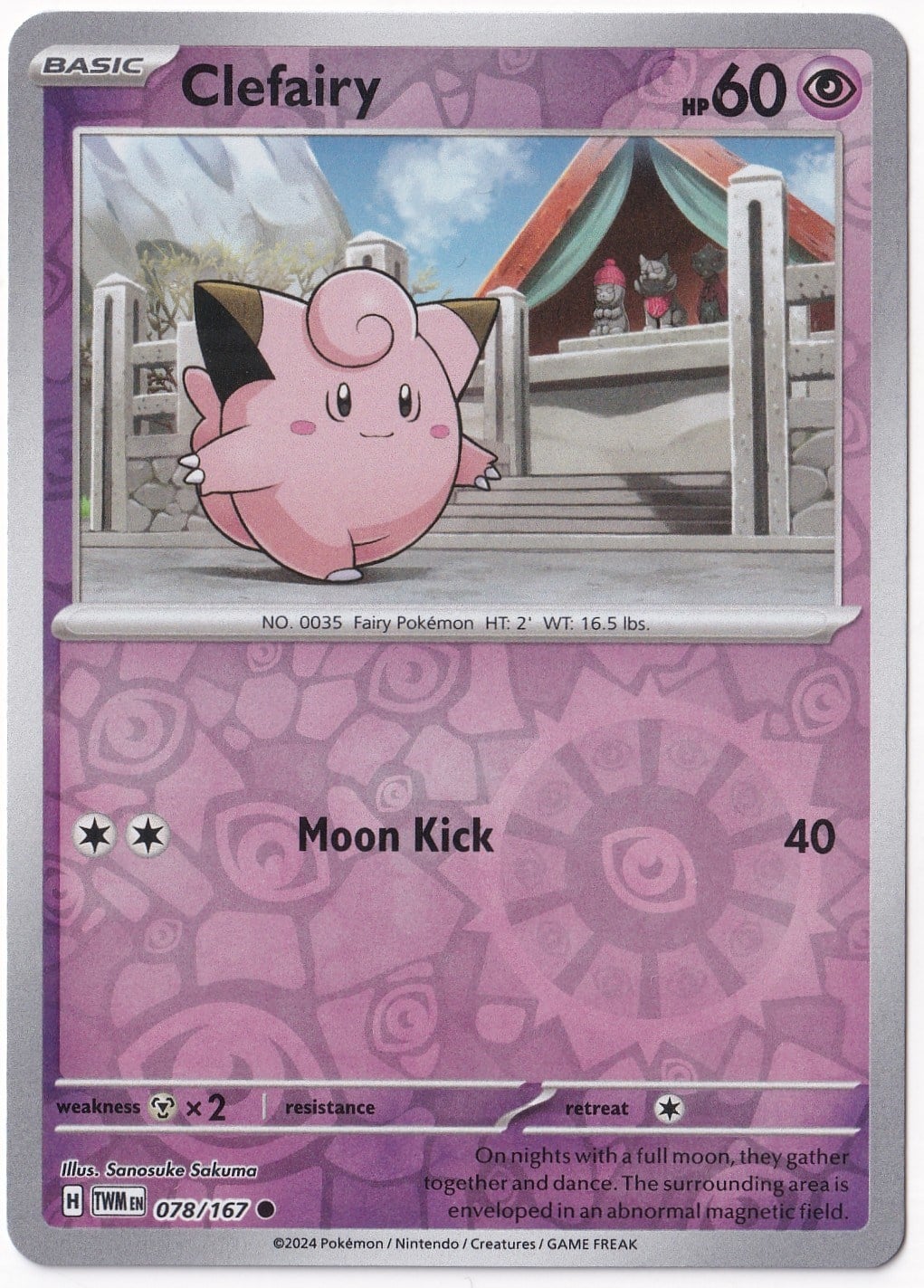 Twilight MasqueradeClefairy [Reverse Holo] 078/167 - Twilight Masquerade - Pokemon Kartı (Mint)
