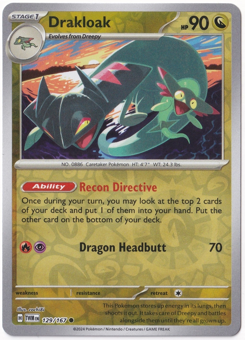 Twilight MasqueradeDrakloak [Reverse Holo] 129/167 - Twilight Masquerade - Pokemon Kartı (Mint)