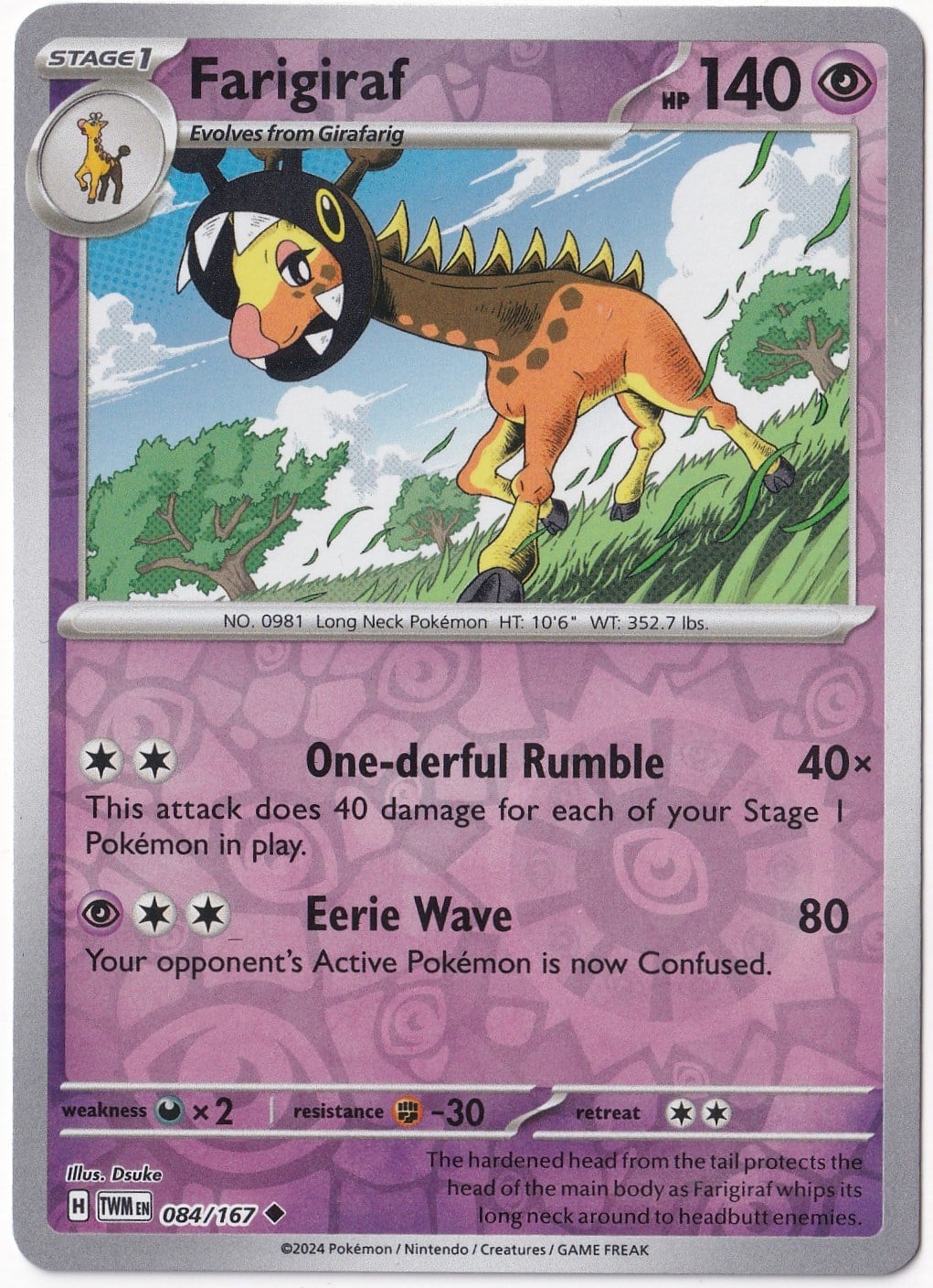 Twilight MasqueradeFarigiraf [Reverse Holo] 084/167 - Twilight Masquerade - Pokemon Kartı (Mint)