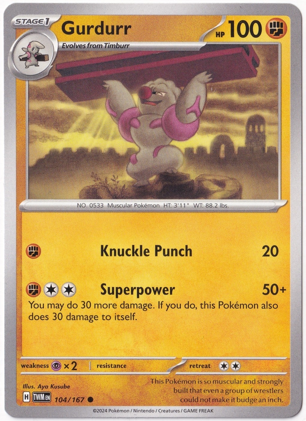 Twilight MasqueradeGurdurr 104/167 - Twilight Masquerade - Pokemon Kartı (Mint)