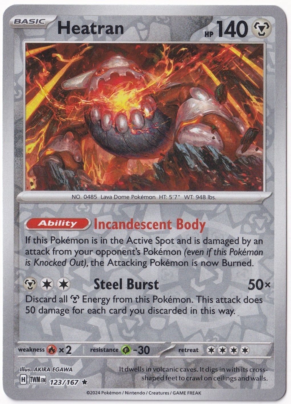 Twilight MasqueradeHeatran [Reverse Holo] 123/167 - Twilight Masquerade - Pokemon Kartı (Mint)