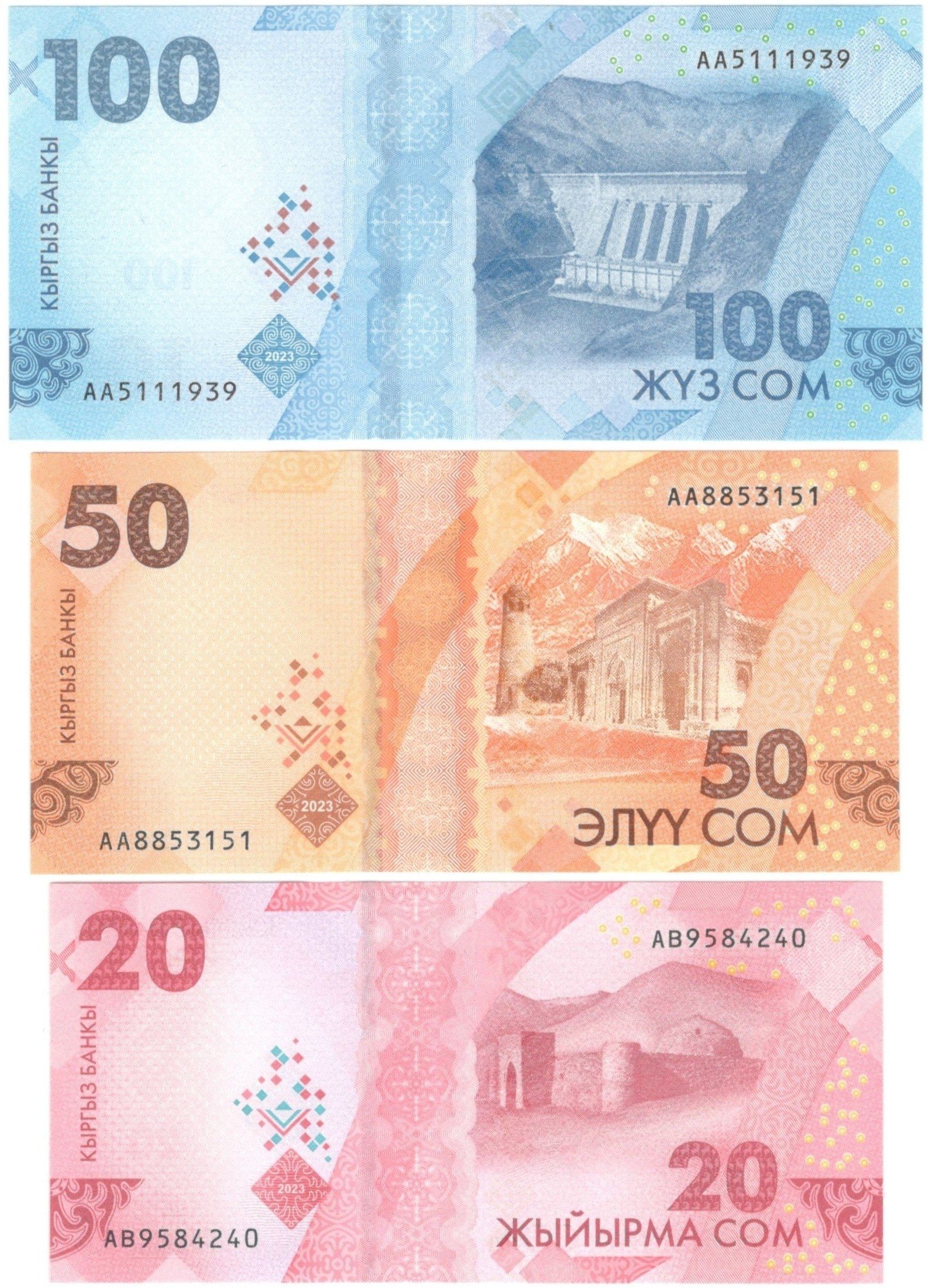 Fantasy MoneyKırgızistan, 2023 ÇİL Yabancı Eski Kağıt Para Seti