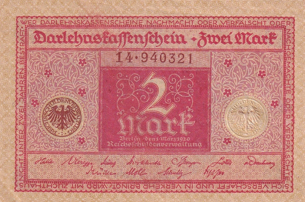 Yabancı Devletlerin Kağıt ParalarıAlmanya, 5 Mark (1920) P#59 ÇİL Eski Yabancı Kağıt Para