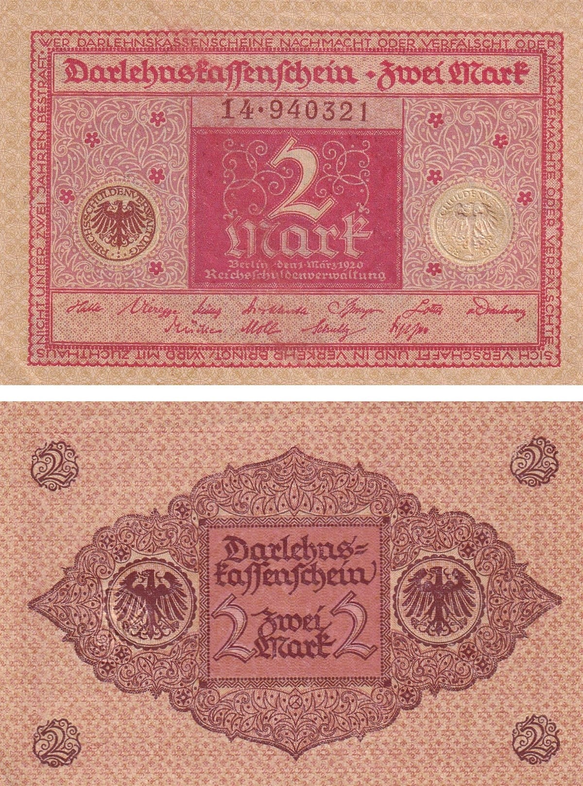 Yabancı Devletlerin Kağıt ParalarıAlmanya, 5 Mark (1920) P#59 ÇİL Eski Yabancı Kağıt Para