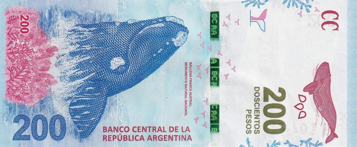 Foreign State BanknotesArjantin, 200 Peso (2016) P#364 ÇİL Eski Yabancı Kağıt Para