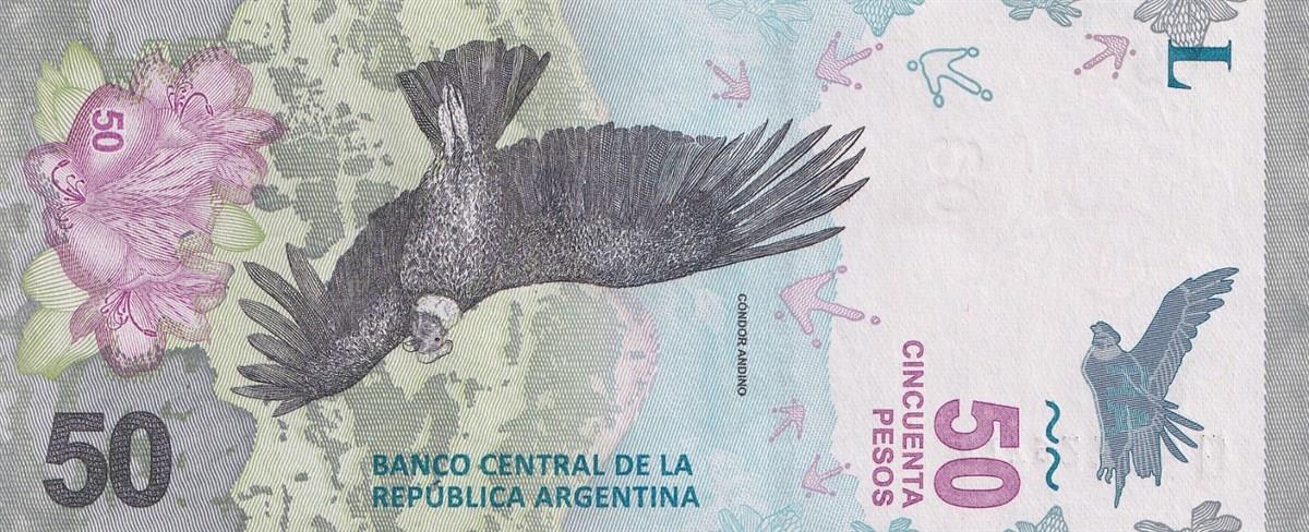Foreign State BanknotesArjantin, 50 Peso (2018) P#363 ÇİL Eski Yabancı Kağıt Para