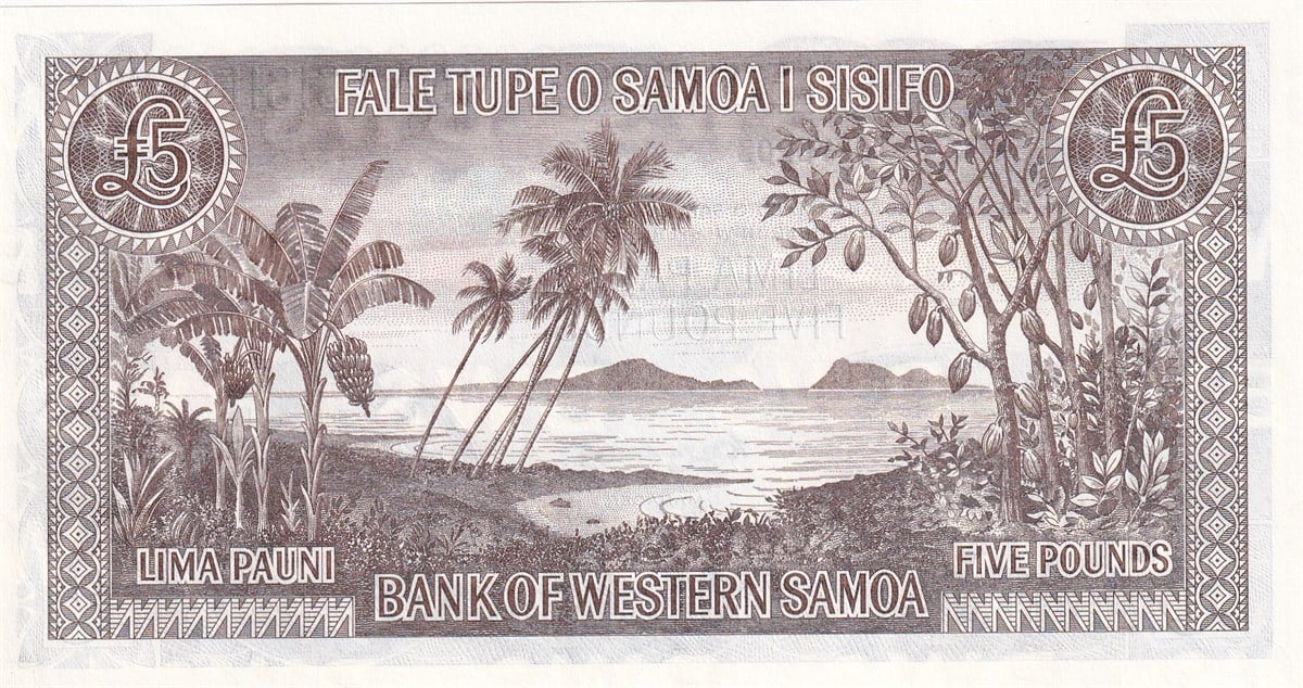 Foreign State BanknotesBatı Samoa, 5 Pound ÇİL (2020) Eski Yabancı Kağıt Para