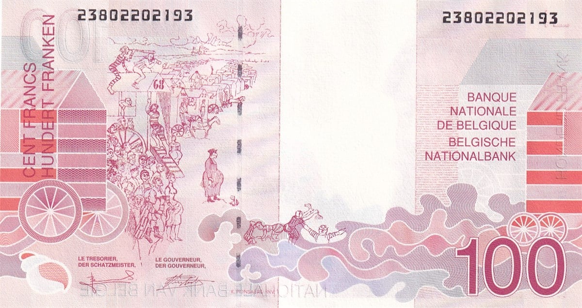 Yabancı Devletlerin Kağıt ParalarıBelçika, 100 Frank (1995) P#147 ÇİL Eski Yabancı Kağıt Para
