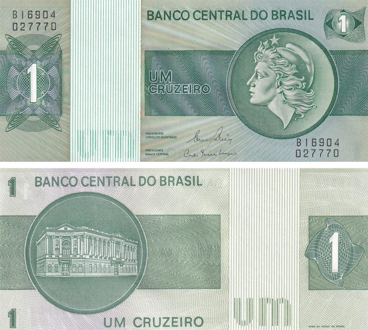 Foreign State BanknotesBrezilya, 1 Cruzeiro (1980) P#191Ac ÇİL Eski Yabancı Kağıt Para