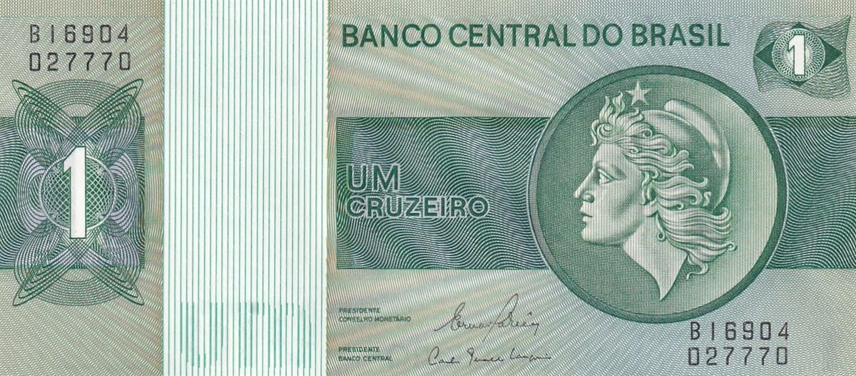 Foreign State BanknotesBrezilya, 1 Cruzeiro (1980) P#191Ac ÇİL Eski Yabancı Kağıt Para