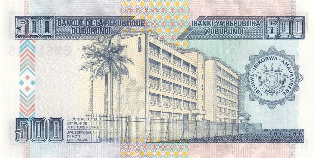 Foreign State BanknotesBurundi, 500 Frank (2011) P#45b ÇİL Eski Yabancı Kağıt Para