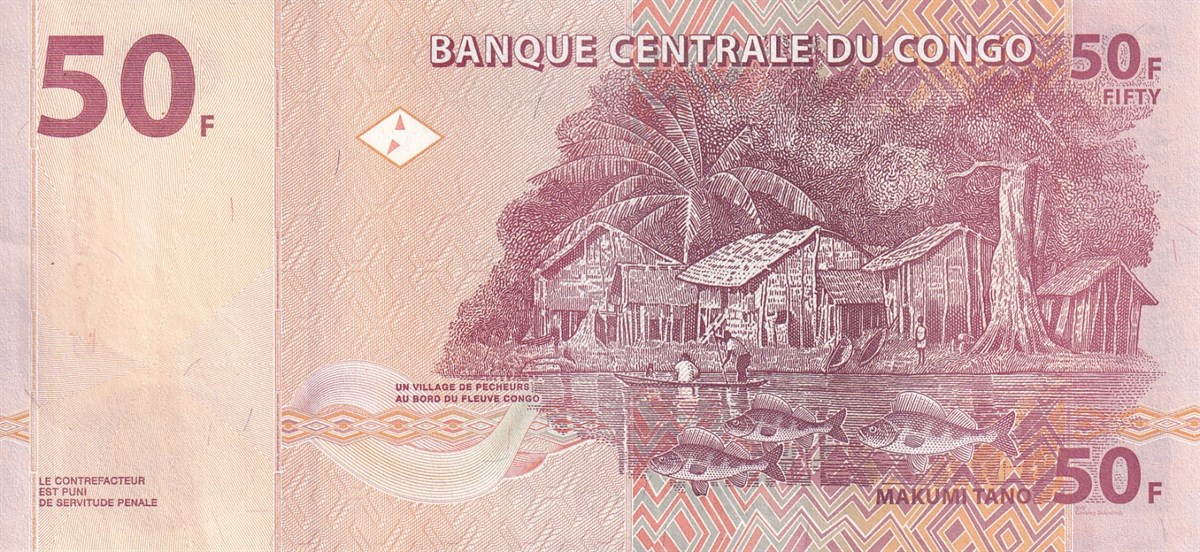 Foreign State BanknotesDemokratik Kongo Cumhuriyeti, 50 Frank (2020) P#97 ÇİL Eski Yabancı Kağıt Para
