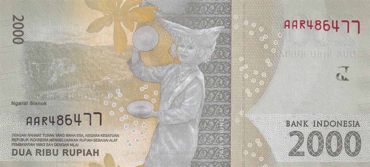 Yabancı Devletlerin Kağıt ParalarıEndonezya, 2000 Rupi (2016) P#155a ÇİL Eski Yabancı Kağıt Para
