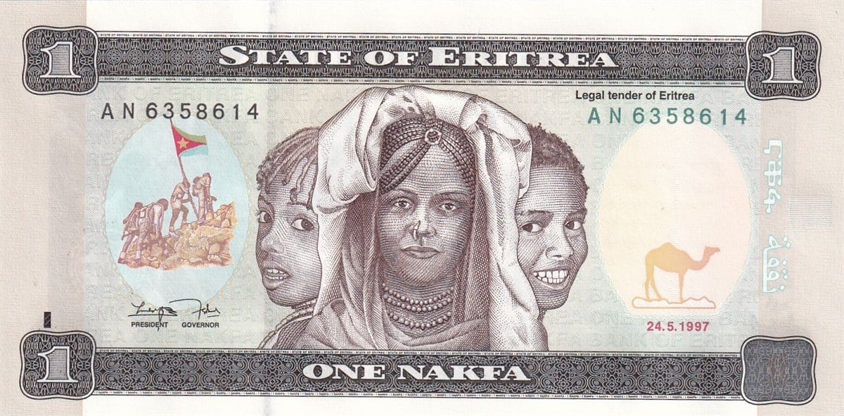 Foreign State BanknotesEritre, 1 Nakfa (1997) Eski Yabancı Kağıt Para