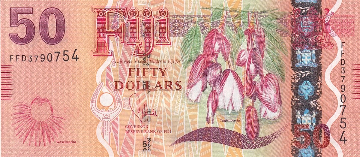 Foreign State BanknotesFiji, 50 Dolar (2013) P#118 ÇİL Eski Yabancı Kağıt Para