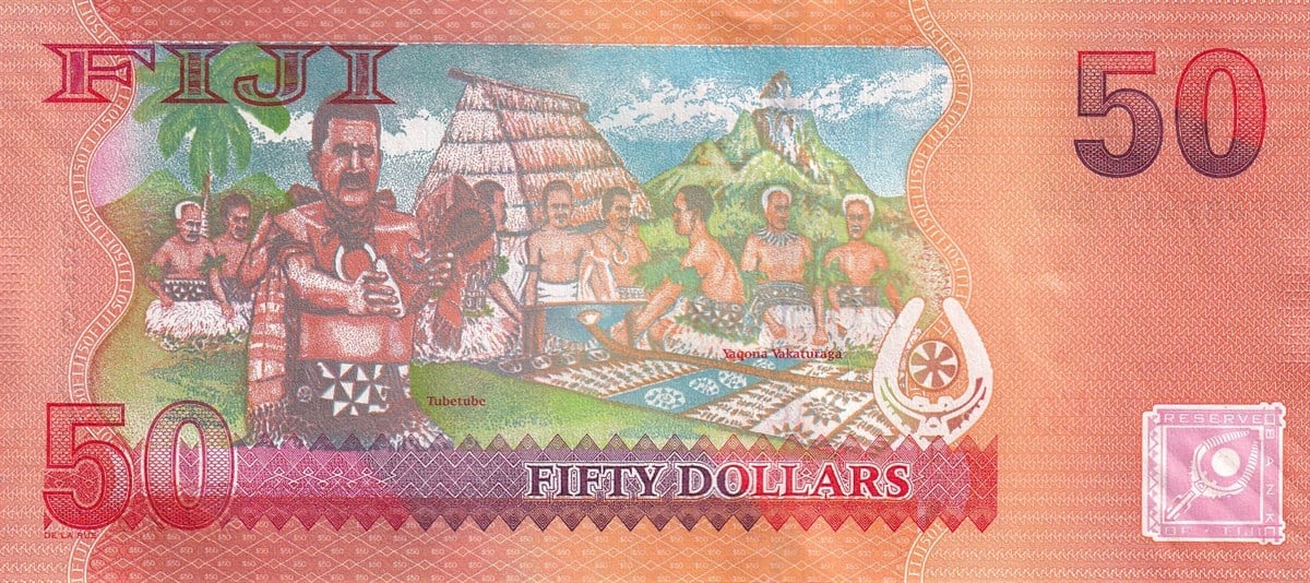 Foreign State BanknotesFiji, 50 Dolar (2013) P#118 ÇİL Eski Yabancı Kağıt Para