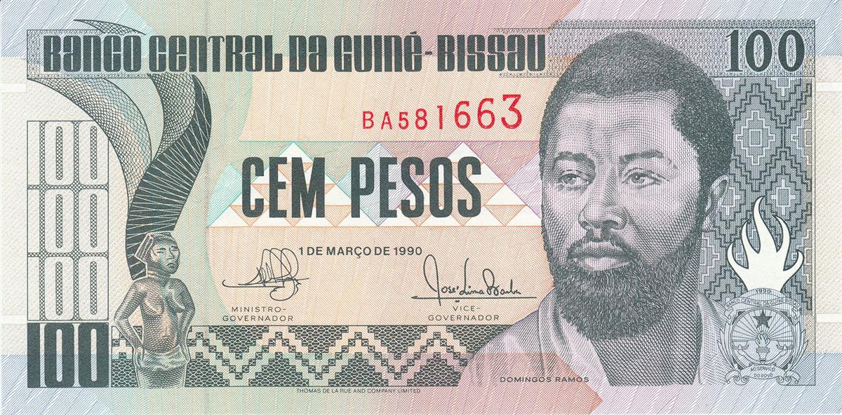 Yabancı Devletlerin Kağıt ParalarıGine-Bissau, 100 Peso (1990) ÇİL Eski Yabancı Kağıt Para