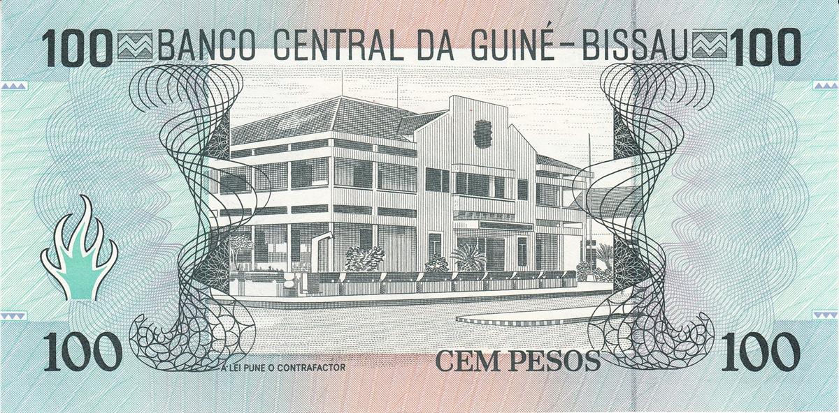 Yabancı Devletlerin Kağıt ParalarıGine-Bissau, 100 Peso (1990) ÇİL Eski Yabancı Kağıt Para