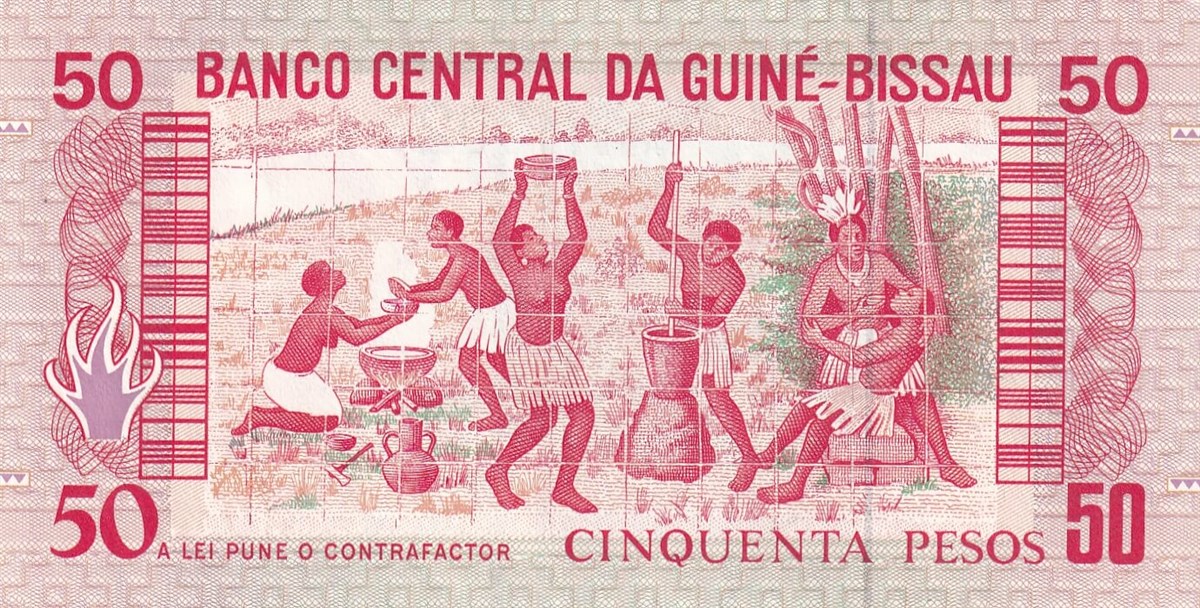 Yabancı Devletlerin Kağıt ParalarıGine-Bissau, 50 Peso (1990) P#10 ÇİL Eski Yabancı Kağıt Para