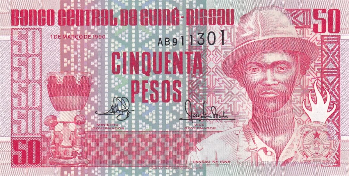 Yabancı Devletlerin Kağıt ParalarıGine-Bissau, 50 Peso (1990) P#10 ÇİL Eski Yabancı Kağıt Para