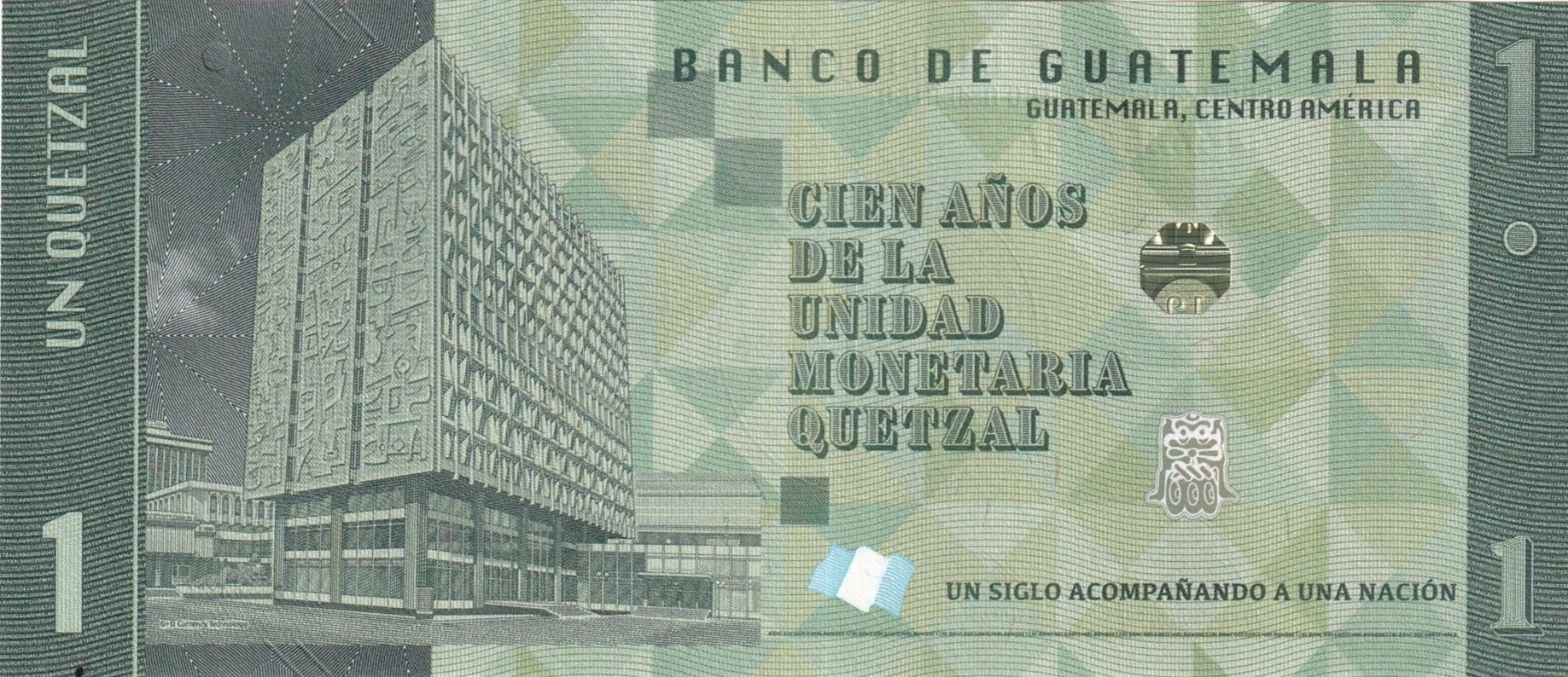 Yabancı Devletlerin Kağıt ParalarıGuatemala, 1 Quetzal (2024) Hatıra 100. Yıl ÇİL