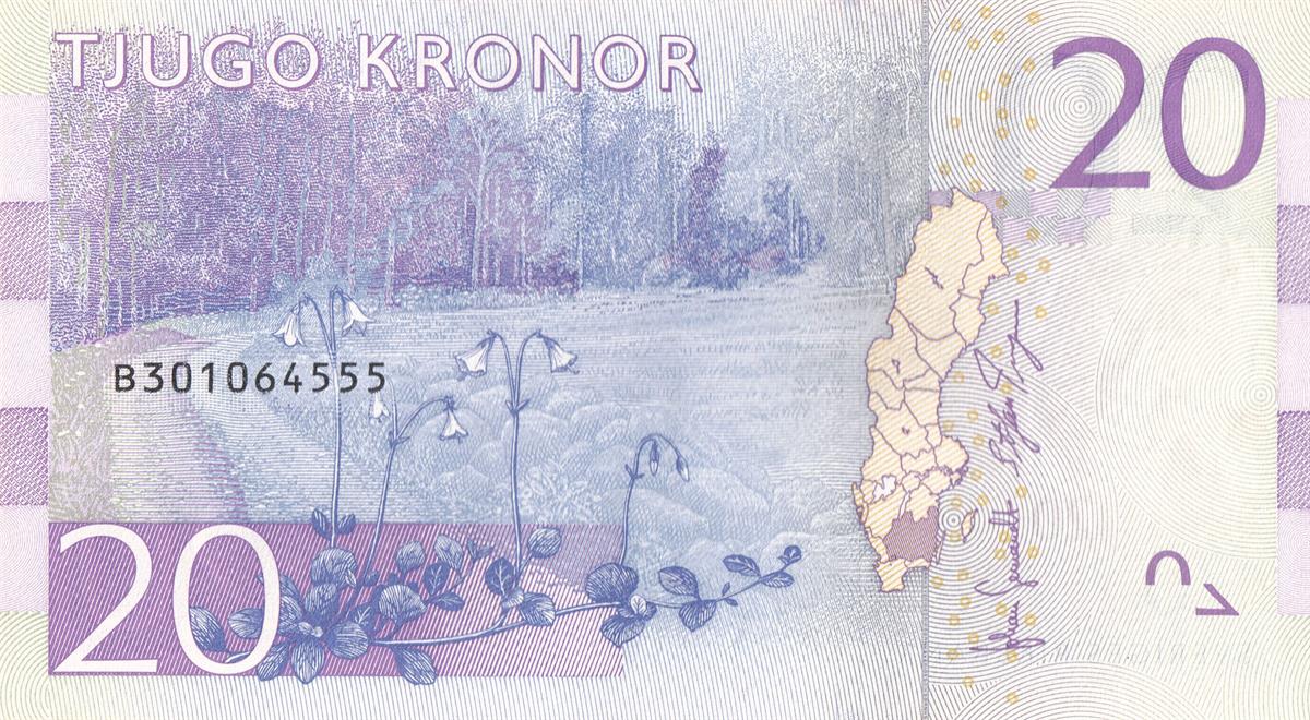 Yabancı Devletlerin Kağıt Paralarıİsveç, 20 Kron (2015) ÇİL Eski Yabancı Kağıt Para