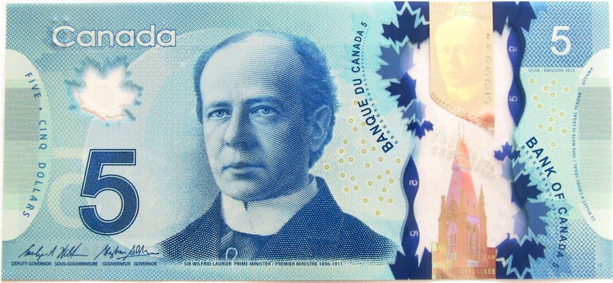 Foreign State BanknotesKanada, 5 Dolar (2013), Eski Yabancı Kağıt Para