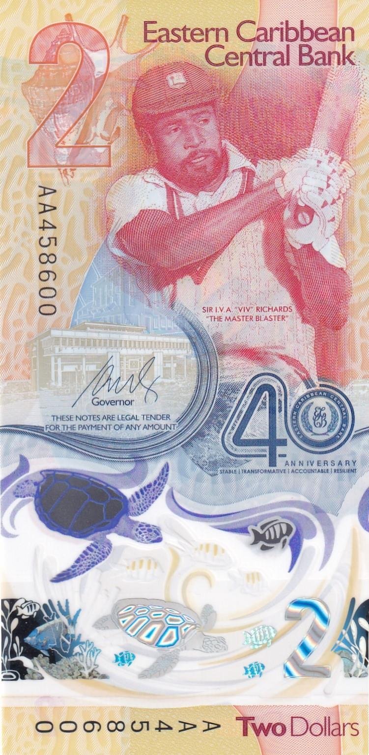 Foreign State BanknotesKarayipler (East Caribbean), 2 Dolar (2023) Polimer Hatıra ÇİL