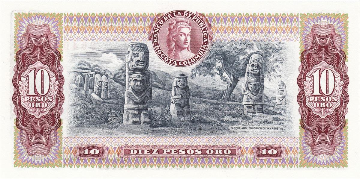 Foreign State BanknotesKolombiya, 10 Peso (1963-80) ÇİL Eski Yabancı Kağıt Para