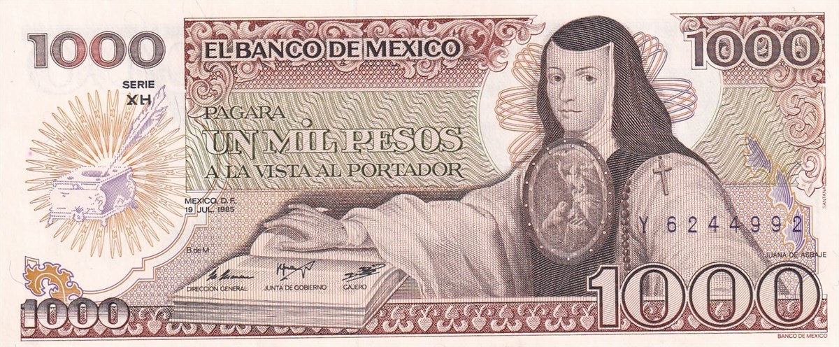 Foreign State BanknotesMeksika, 1.000 Peso, (1985) P#85 ÇİL Eski Yabancı Kağıt Para