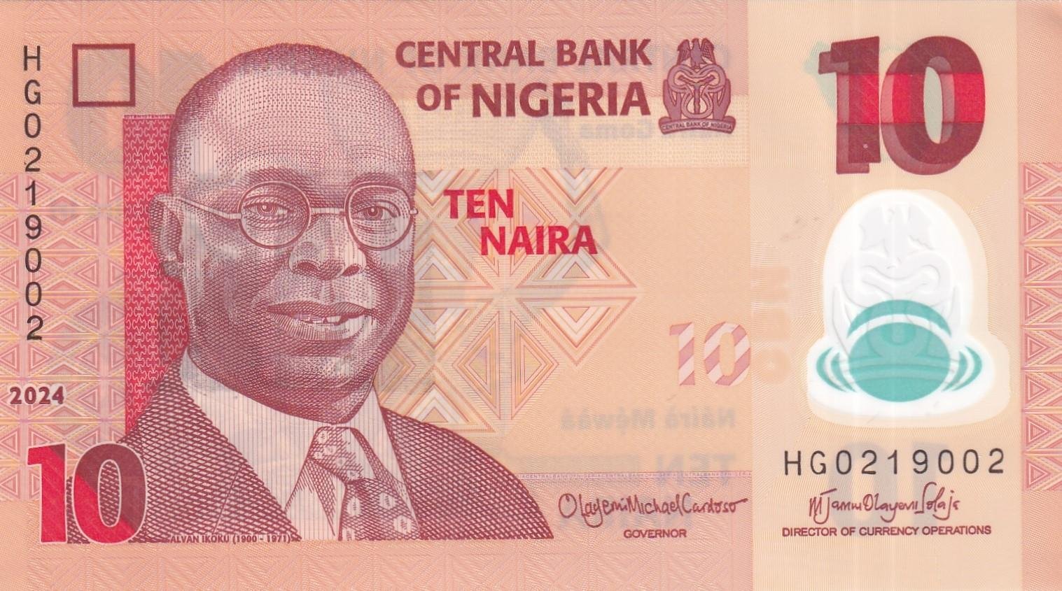 Foreign State BanknotesNijerya, 10 Naira (2024) Polimer ÇİL