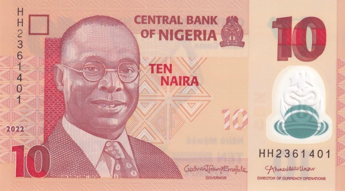 Foreign State BanknotesNijerya, 10 Naira (2022) Polimer ÇİL Eski Yabancı Para