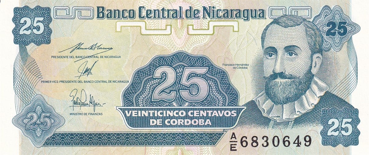 Foreign State BanknotesNikaragua, 25 Centavos (1991) P#170 ÇİL Eski Yabancı Kağıt Para
