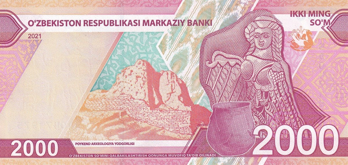 Foreign State BanknotesÖzbekistan, 2.000 Som (2021) ÇİL Polimer Eski Yabancı Kağıt Para